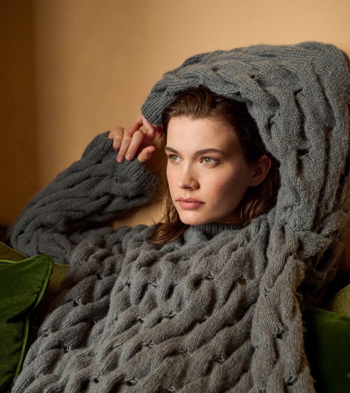 Lana Grossa PULL EN MOTIF TORSADÉ Nebbia